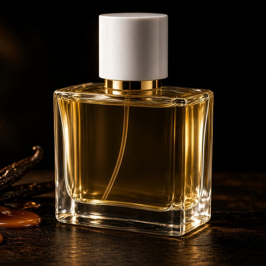 KOTH Hōkū Caramel Vanilla Eau de Parfum 100ml, golden bottle with white cap
