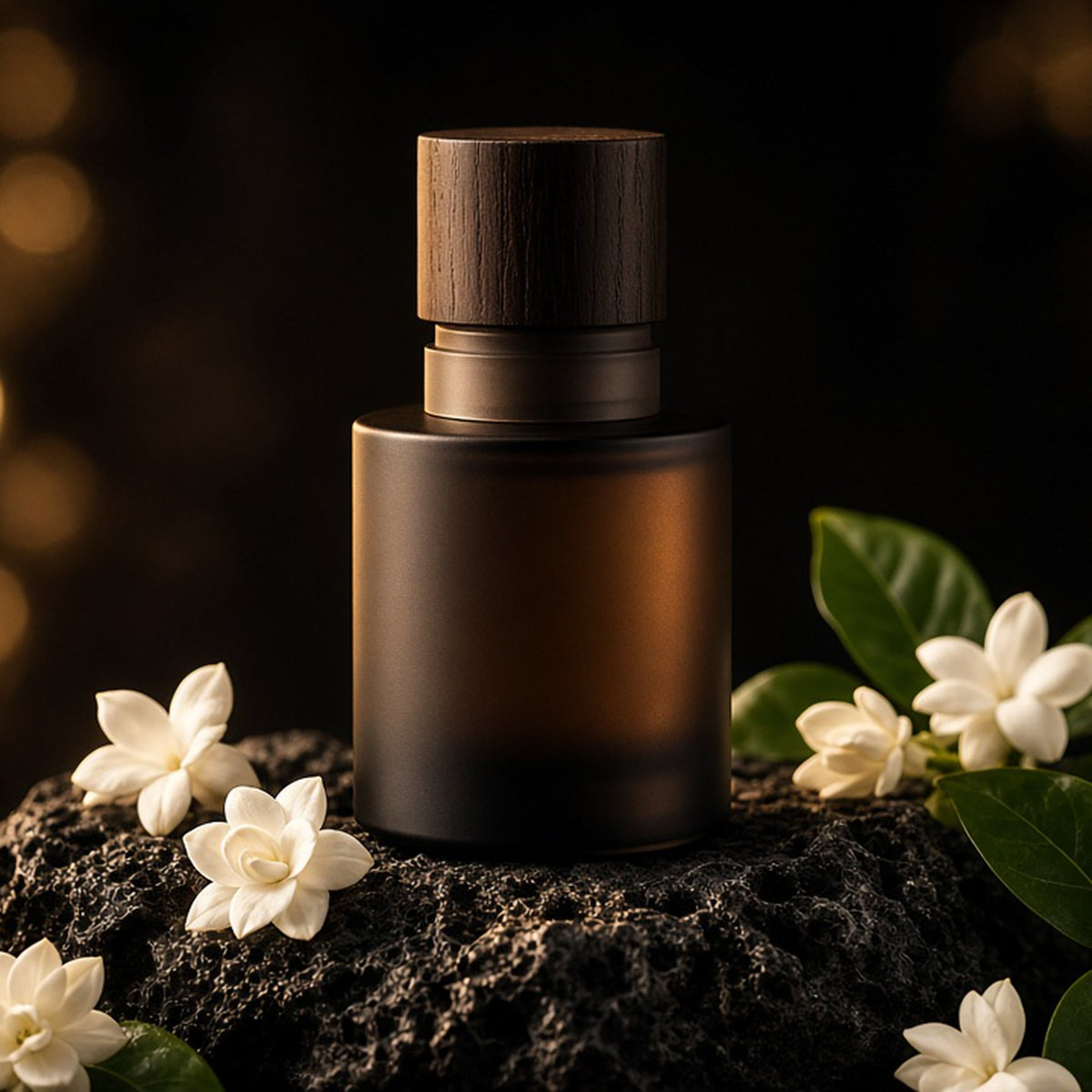 KOTH Pīkake Floral Cologne 50ml, frosted dark bottle with wood cap and jasmine