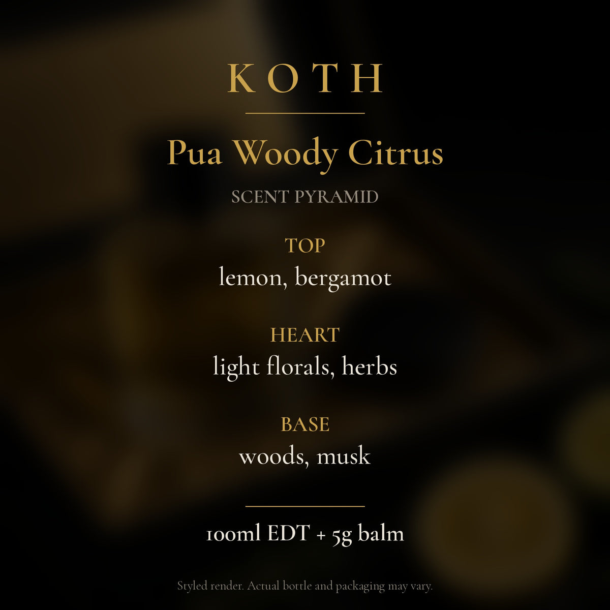 Pua Woody Citrus scent notes