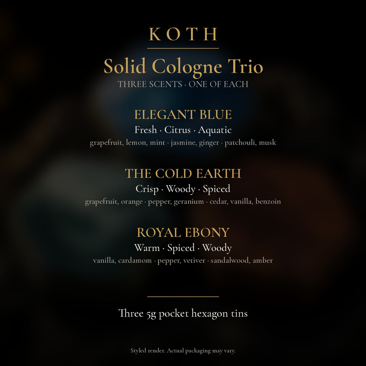 Solid Cologne Trio scent notes