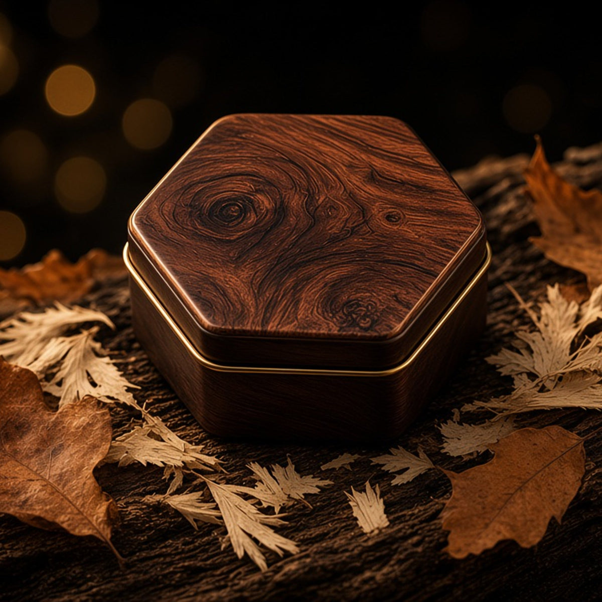 Royal Ebony solid cologne tin with wood grain art
